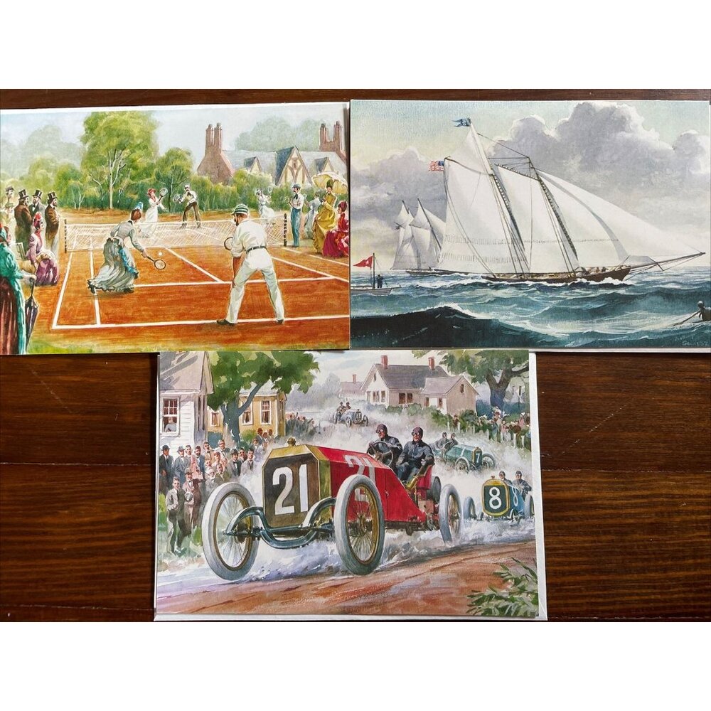 3 Vintage Olds Car Racing Tennis Sailboat A Sunshine Card Birthday Card